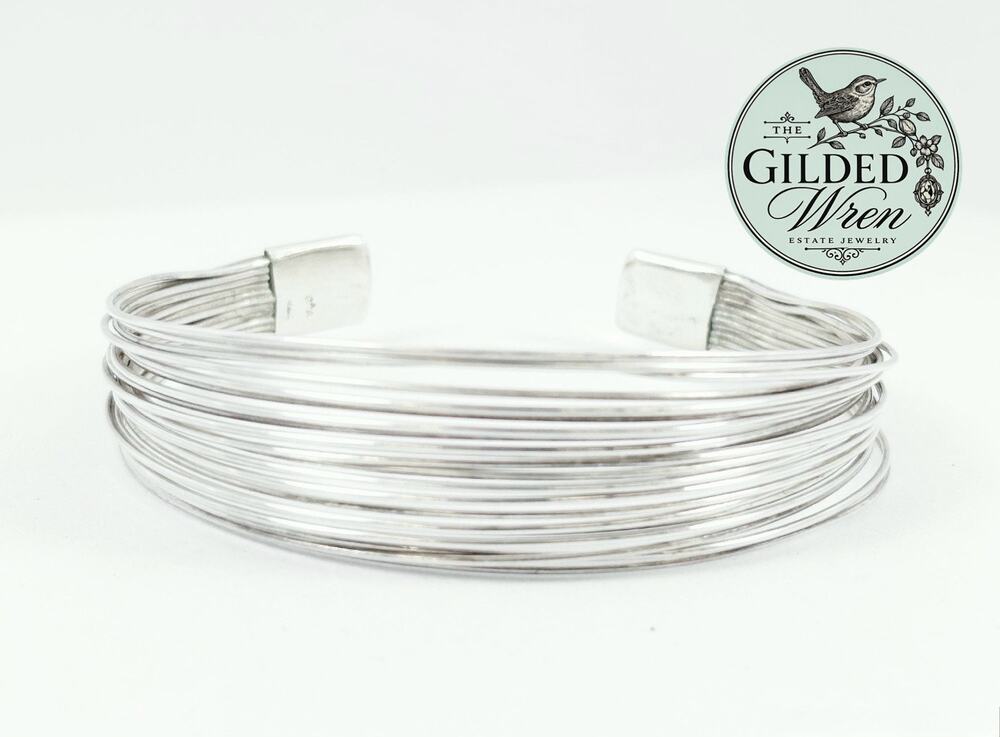 Vintage 925 Sterling Silver Multi Wire Cuff Bracelet 7” 22.8g